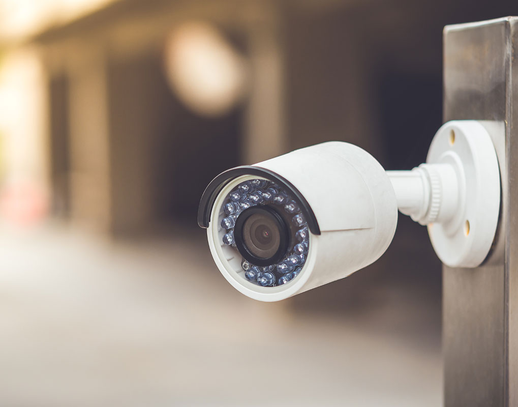 white Smart Home outdoor camera